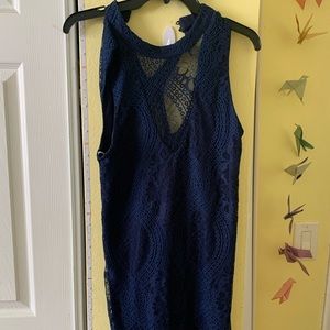 Blue Laced Midi Dress